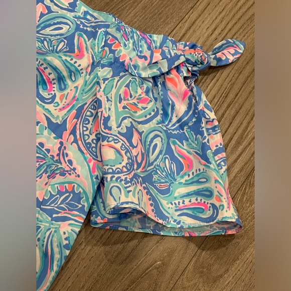 COPY - NWT Lilly Pulitzer Top Tamara Off-the-Shoulder Blue Pink Fish Women’s Si… - Picture 8 of 14